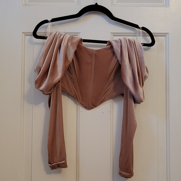 House of CB Holly Blush Velvet Long Sleeved Corset - Picture 9 of 16